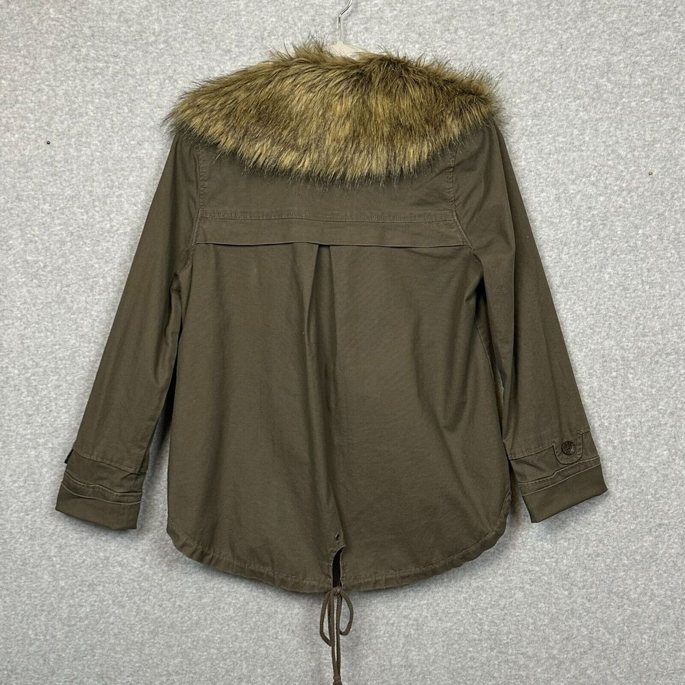 Jolt Military Fishtail Parka Jacket M Green Vegan Fur Toggle Buttons Gorpcore - Picture 2 of 12